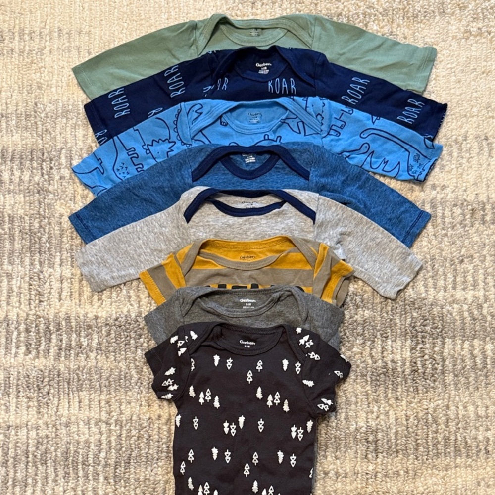 Gerber Kids Bodysuit Set - Blue, Green, Gray, Black